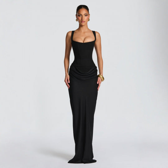 Damen Elegantes Maxi-Kleid mit raffinierten Drapierungen EB