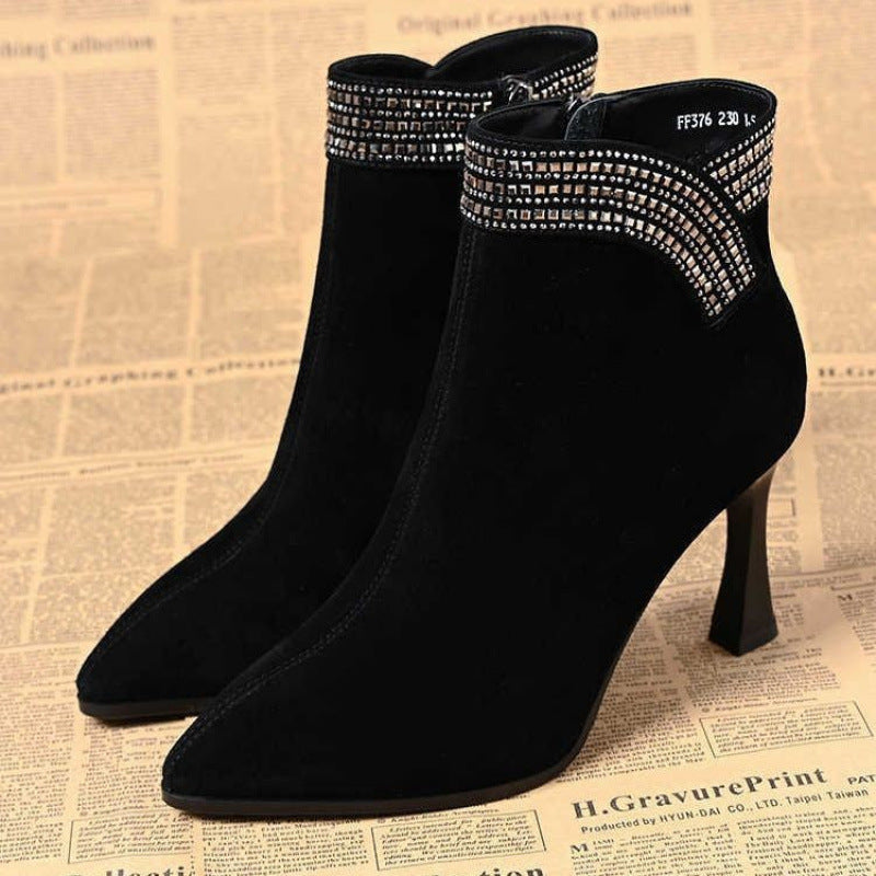 Damen Elegante Ankle Boots mit funkelndem Dekor EB