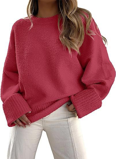 Damen Flauschiger Oversized Pullover mit breiten Bündchen EB