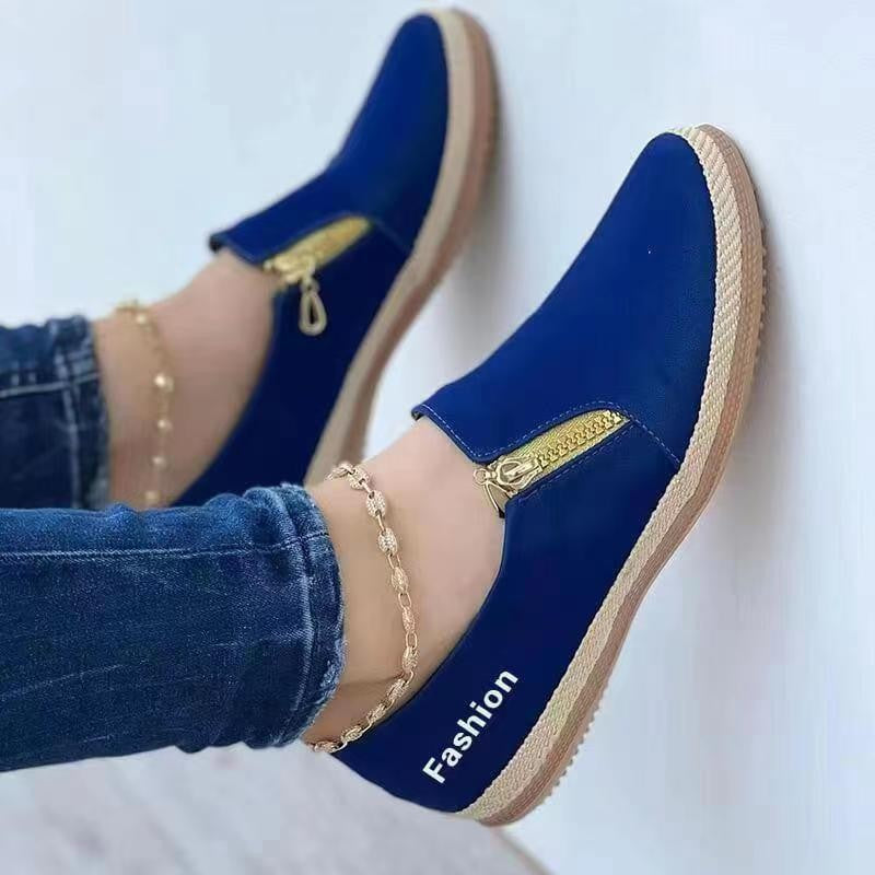 Damen Modische Slip-On Schuhe mit goldenen Akzenten EB
