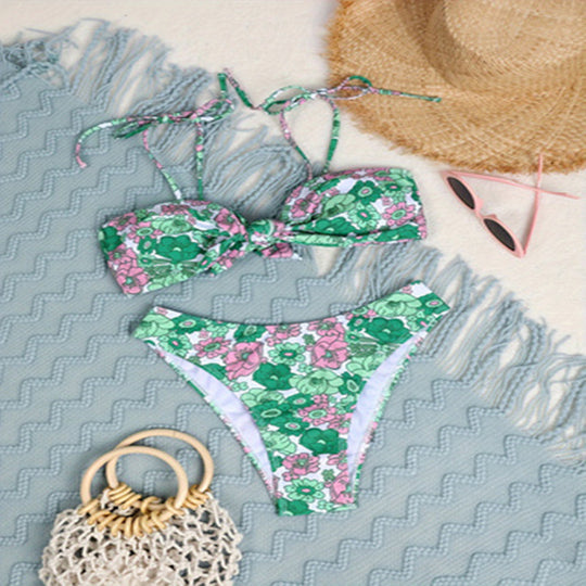 Damen Push-Up Bikini mit verspieltem Blumendesign EB
