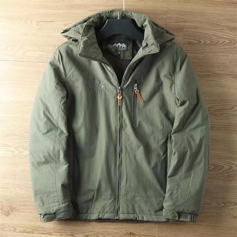 Herren nan wasserabweisende isolierte Allwetter-Trekkingjacke mit verstellbarer Kapuze und verdeckter Brusttasche EB