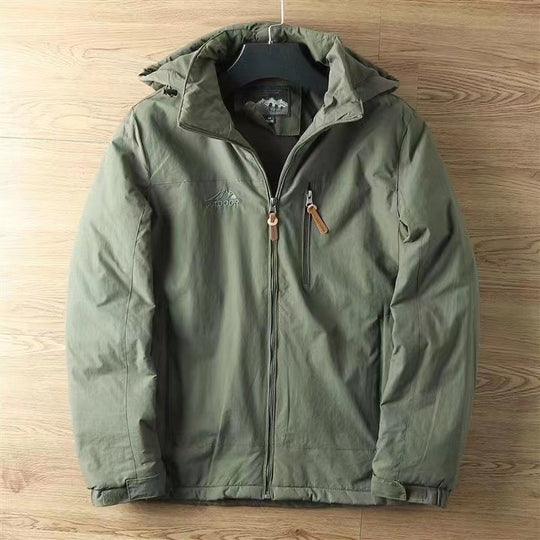 Herren nan wasserabweisende isolierte Allwetter-Trekkingjacke mit verstellbarer Kapuze und verdeckter Brusttasche EB