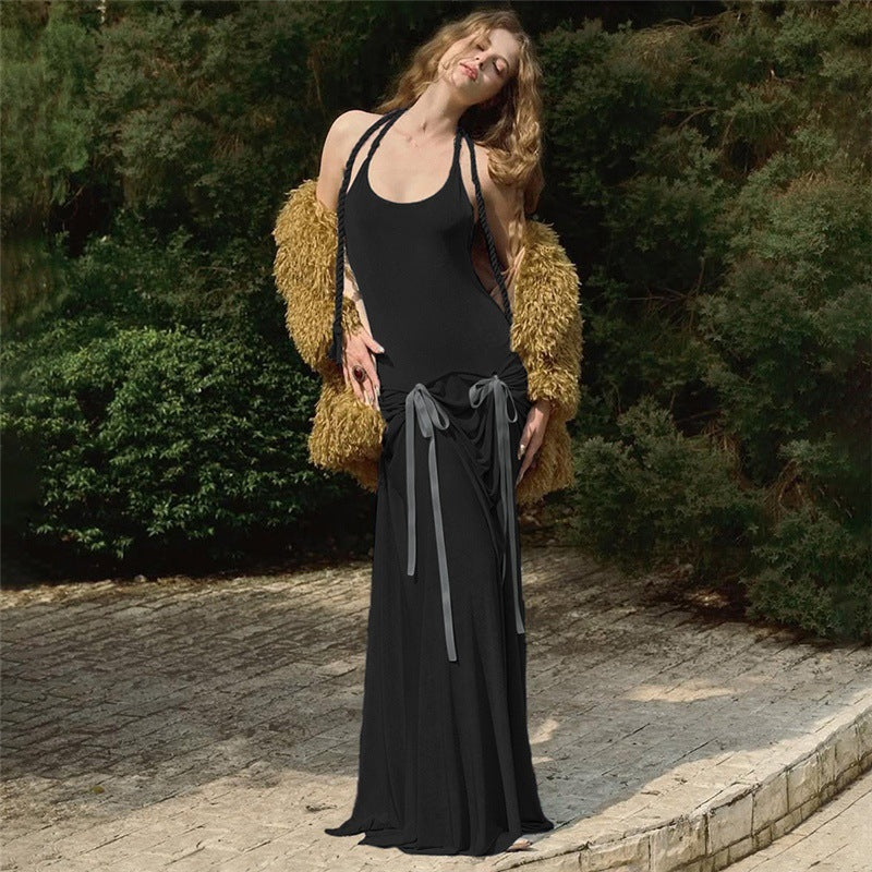Damen Elegantes Maxikleid mit raffinierten Rüschendetails und schmalem Rücken EB