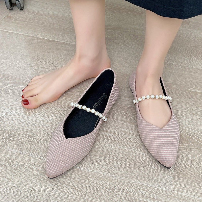 Damen Ballerinas mit dekorativer Perlen-Halterung EB
