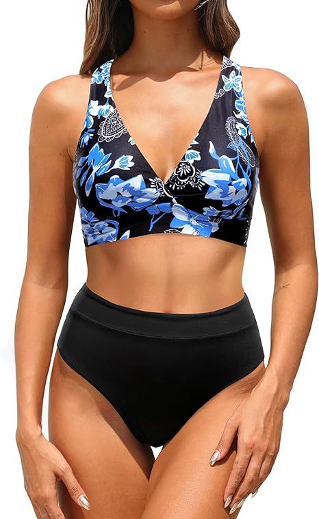 Damen Sportlicher hochtaillierter Bikini EB