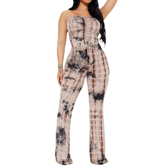 Damen Strapless Jumpsuit mit Raffungen und lässigem Schnitt EB