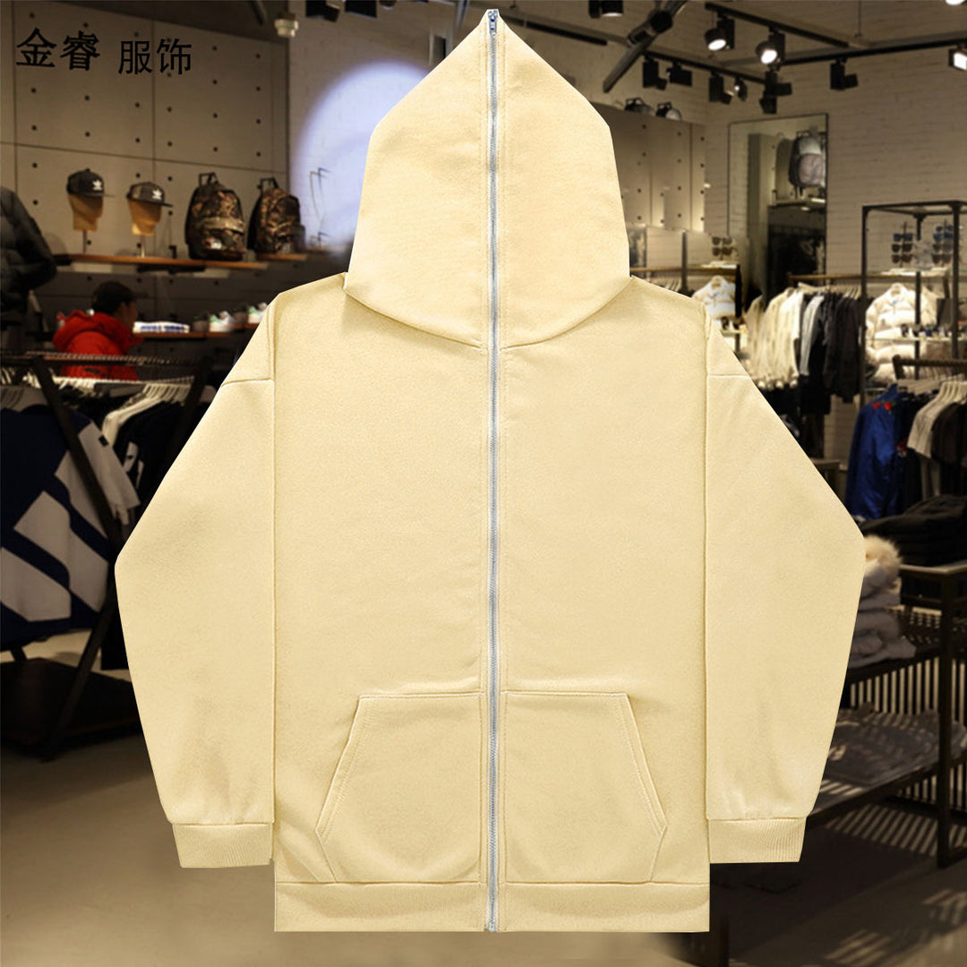 Unisex Zip-Hoodie mit durchgehendem Reißverschluss bis in spitze Kapuze, Kängurutasche und gerippten Bündchen EB