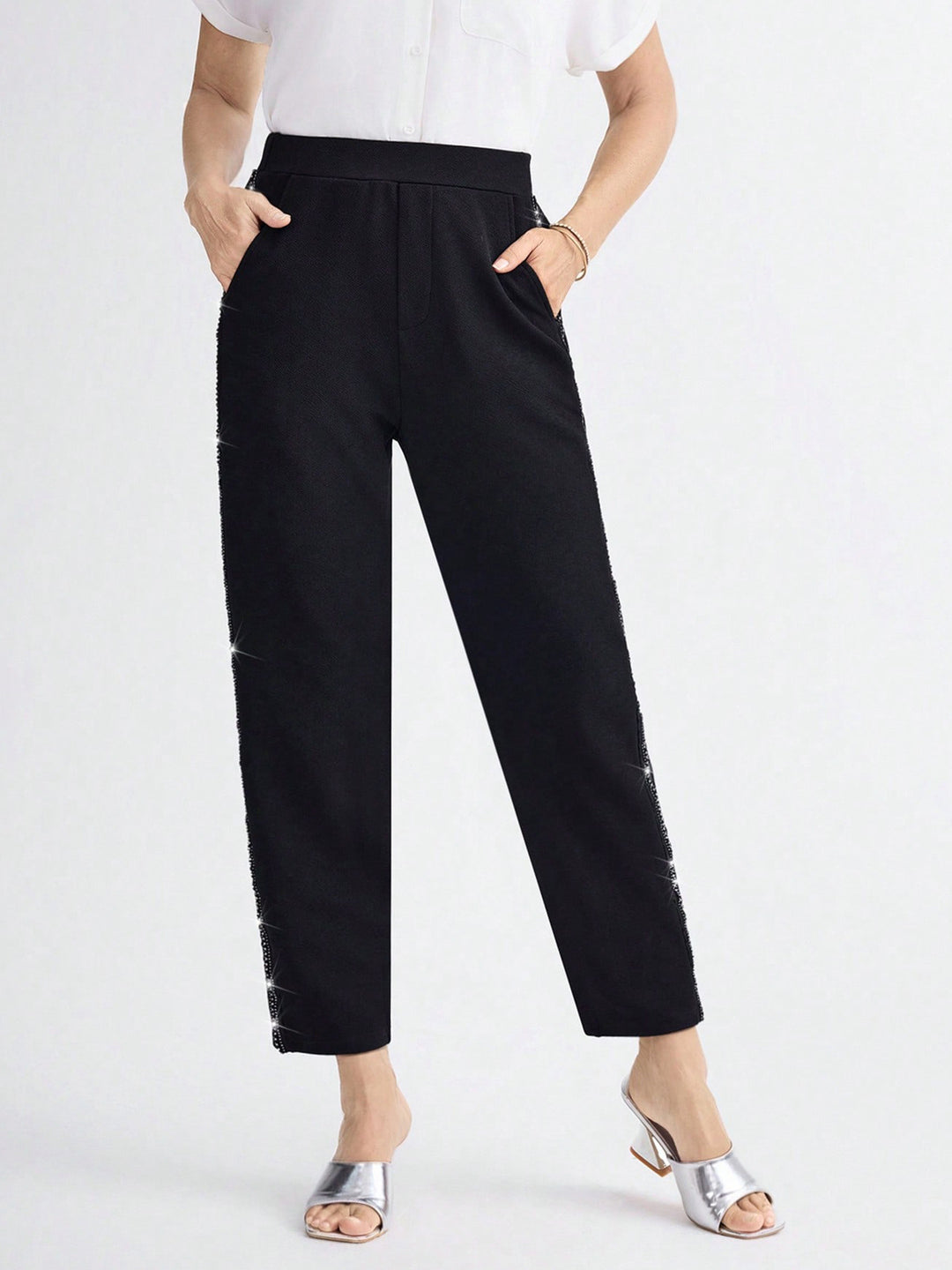 Damen Elegante und bequeme Hose mit seitlichen Taschen EB