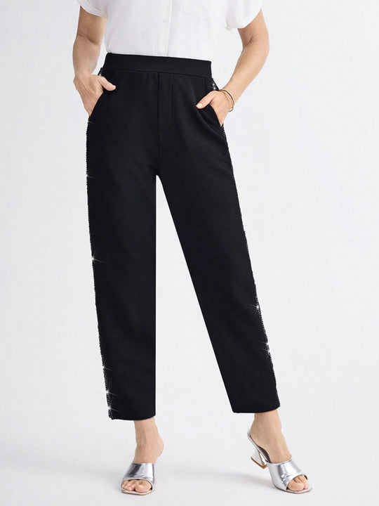 Damen Elegante und bequeme Hose mit seitlichen Taschen EB