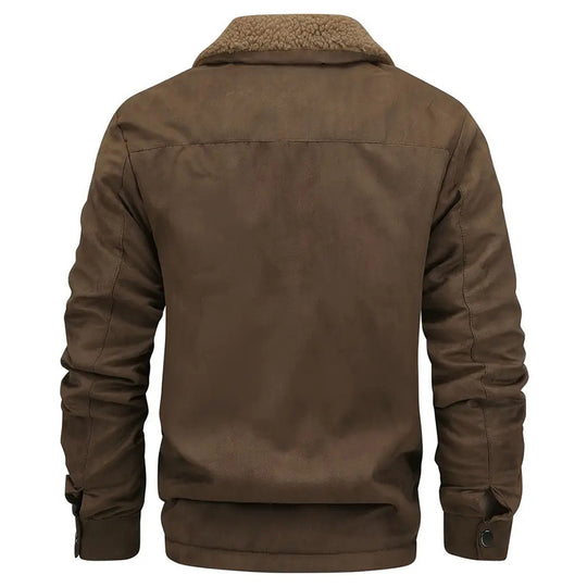 Herren nan sherpagefütterte Workerjacke in Wildlederoptik mit Klappbrusttaschen und Reißverschluss EB