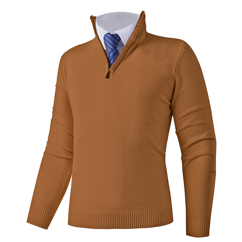 Herren Strickpullover mit modernem Reißverschluss und elastischem Saum EB
