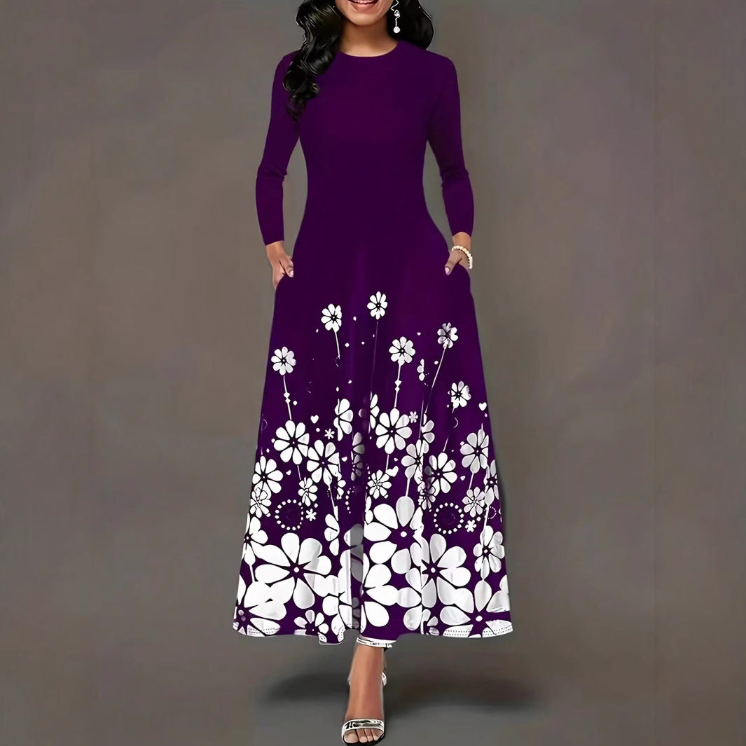Damen Maxikleid mit floralem Design und praktischen Taschen EB