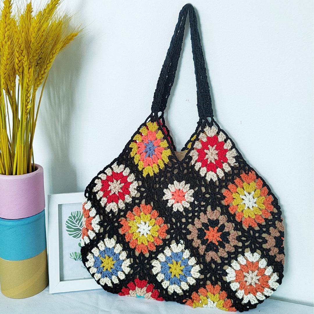 Damen Handgefertigte Häkel-Shopper-Tasche EB