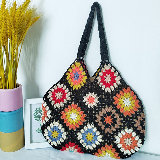 Damen Handgefertigte Häkel-Shopper-Tasche EB