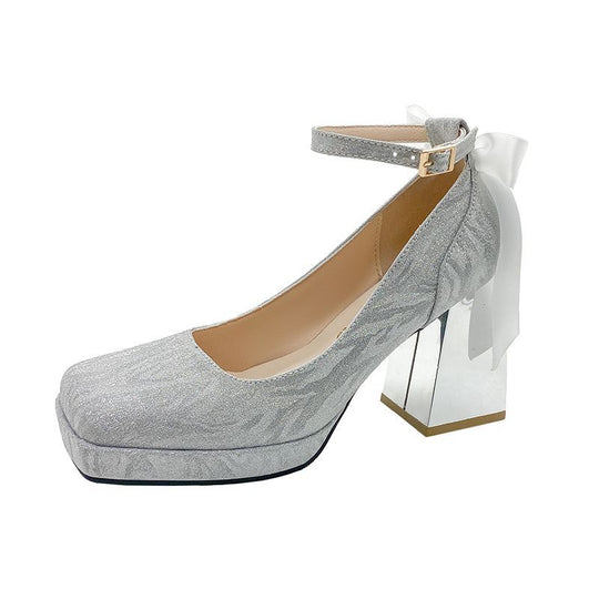 Damen Plateau Pumps mit glamourösem Blockabsatz EB