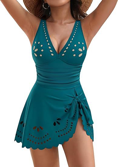 Damen Einteiler Badeanzug mit asymmetrischem Träger und elegantem Schnitt EB