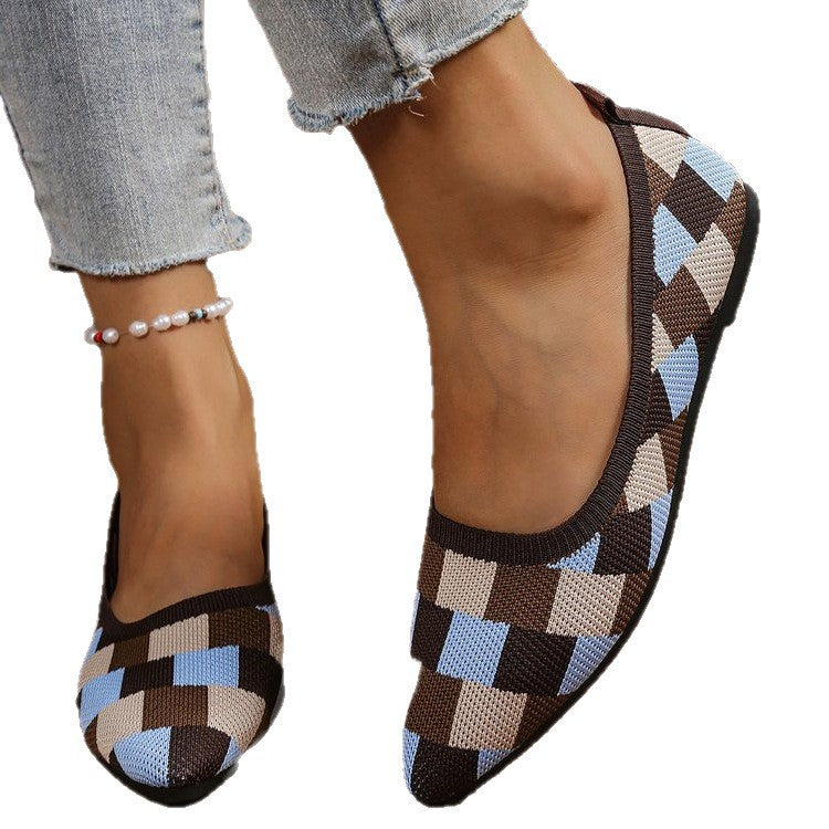 Damen Ballerinas mit geometrischem Muster und flexiblem Fußbett EB