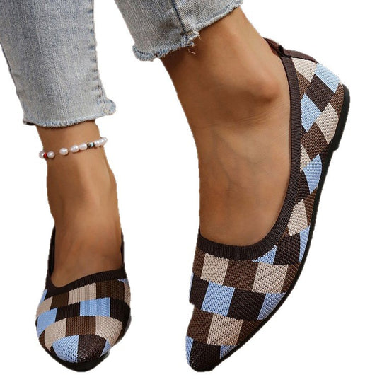 Damen Ballerinas mit geometrischem Muster und flexiblem Fußbett EB