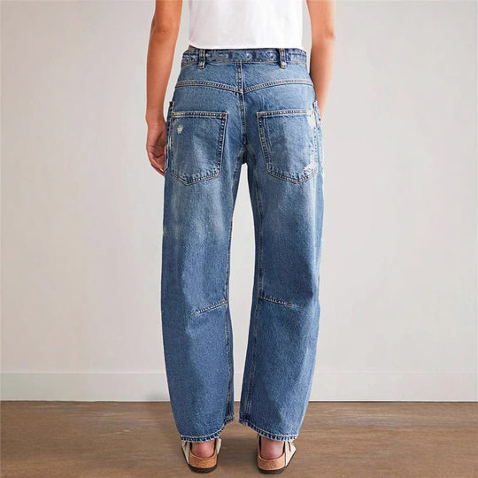 Damen Trendige Vintage Jeans im lässigen Boyfriend-Schnitt mit auffälligen Taschen EB
