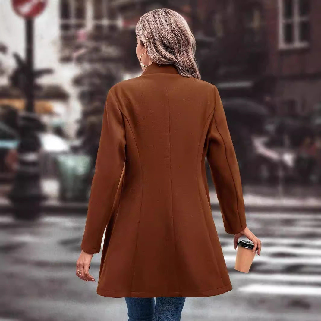 Damen Elegante Wool-Langjacke EB