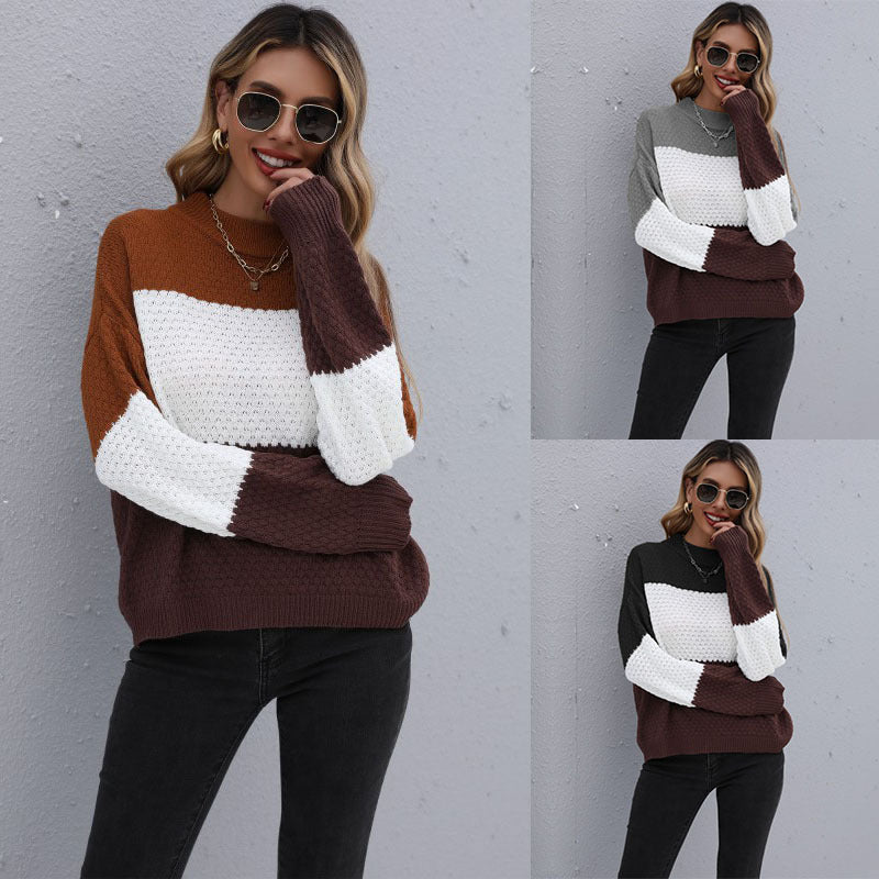 Damen Strickpullover im modernen Blockdesign EB