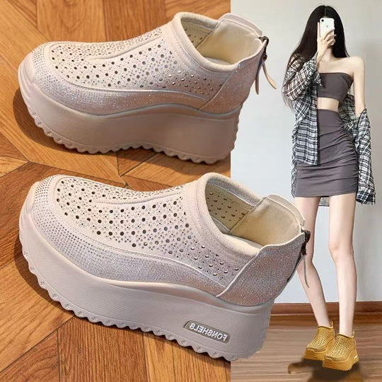 Damen Komfortable Plateau-Sneaker mit atmungsaktivem Obermaterial und modischem Design EB