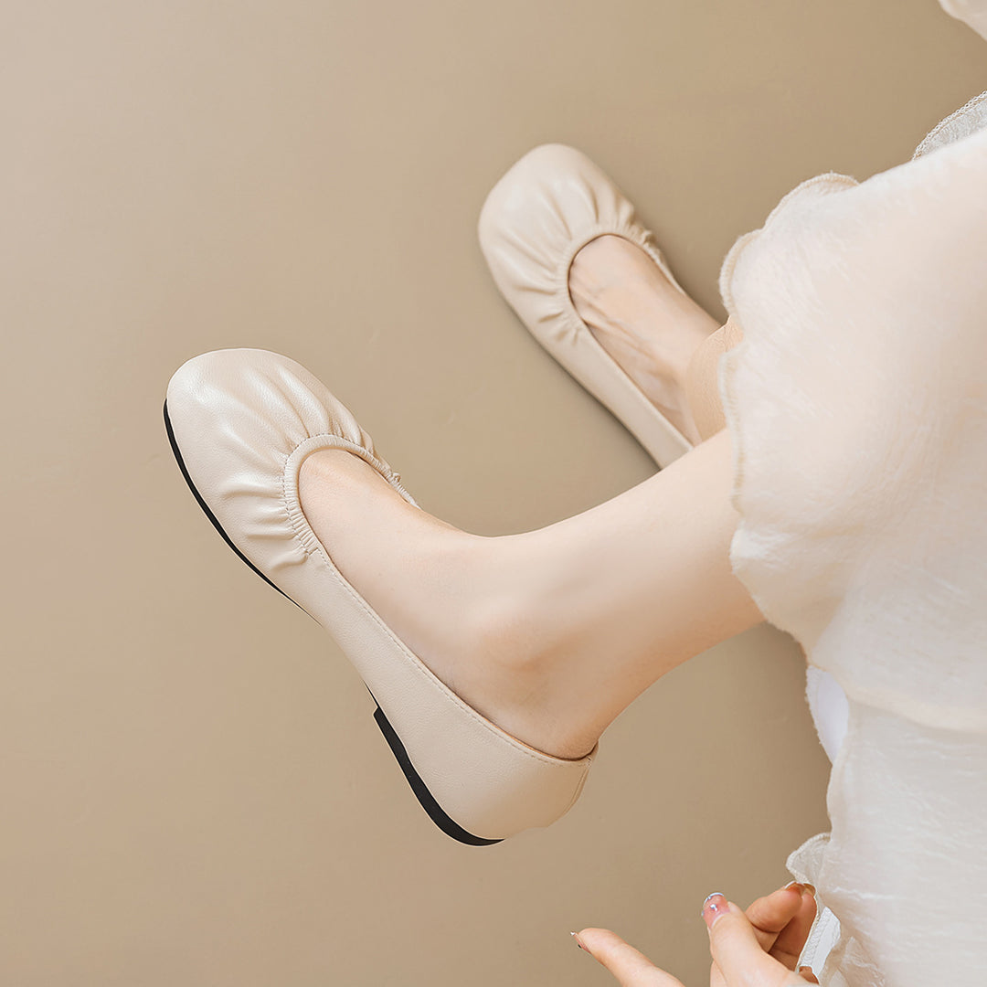 Damen Ballerinas mit elastischem Faltendesign und bequemer Innensohle EB
