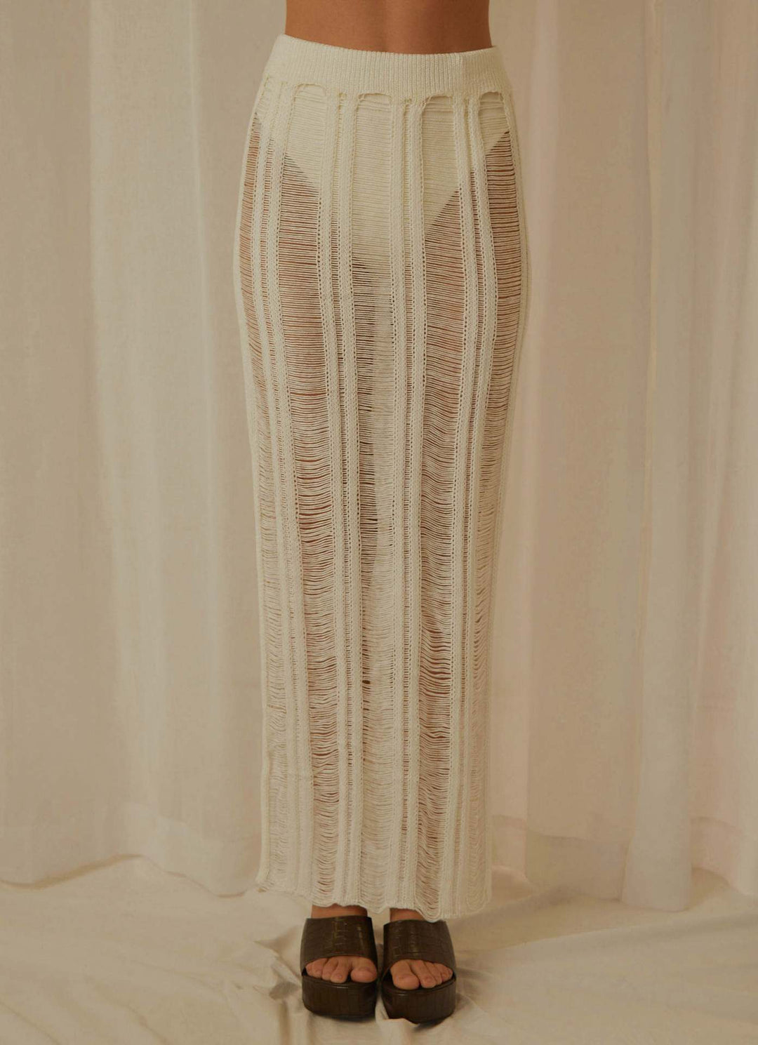 Damen gehäkeltes Crop-Top und Maxi-Rock-Set EB