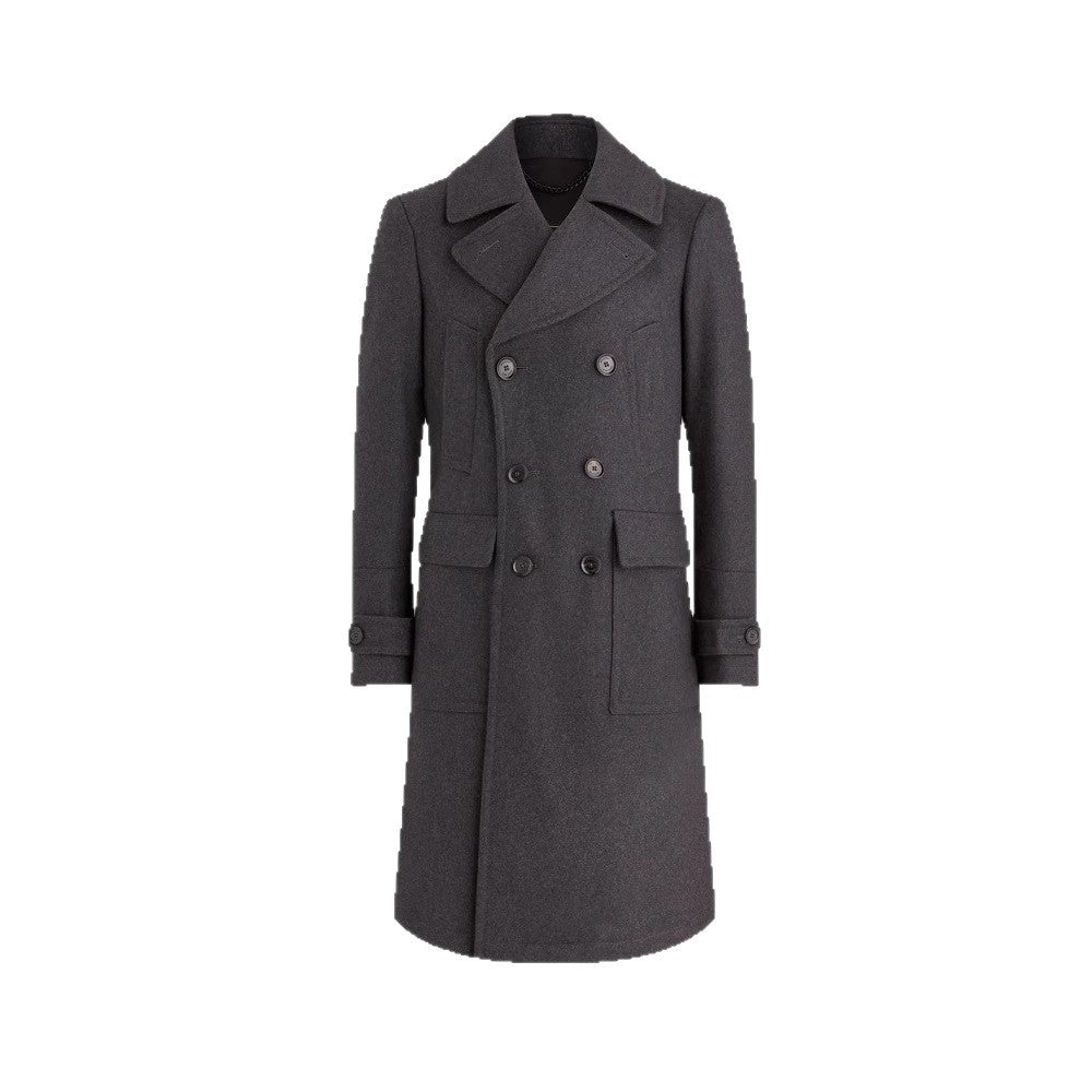 Herren eleganter Dufflecoat mit tiefem Revers und praktischen Taschen EB