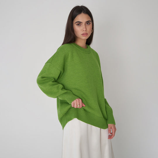 Damen Bequemer Oversized Pullover aus hochwertigem Strick EB