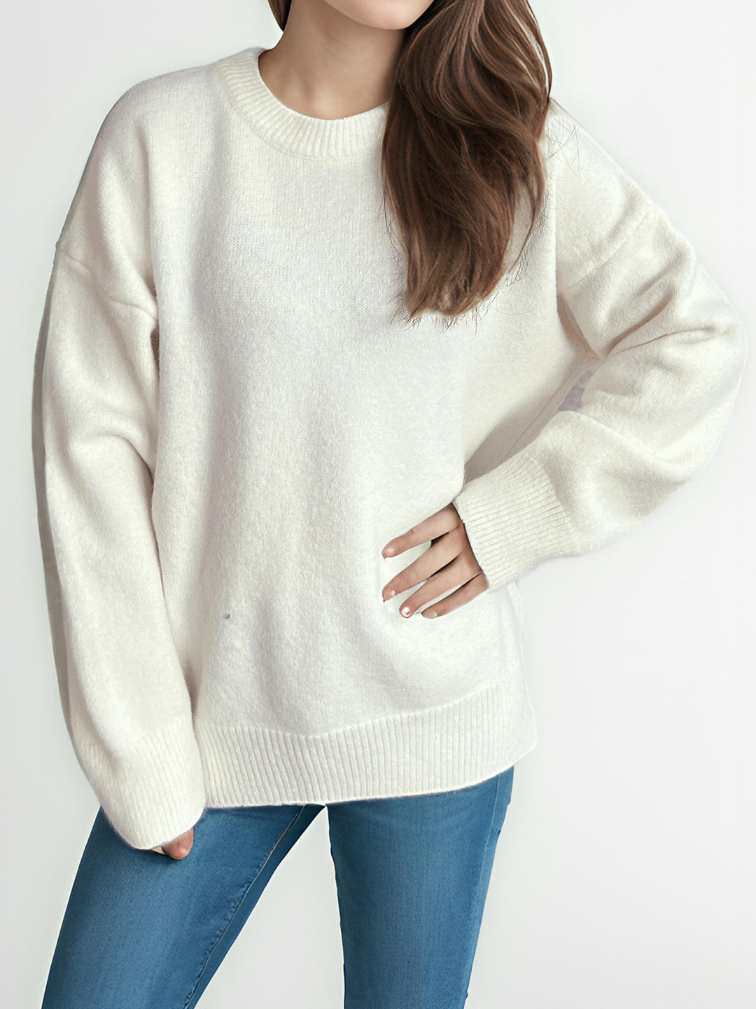 Damen lässiger Strickpullover mit weitem Schnitt und maximalem Komfort EB