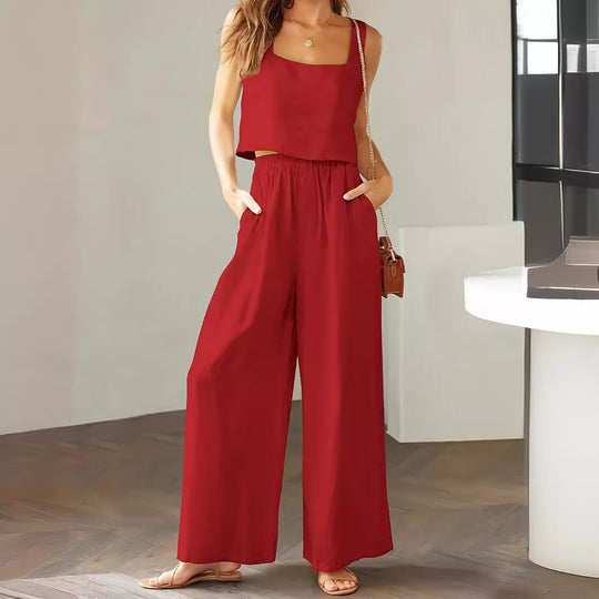 Damen Lässiger Jumpsuit mit weiten Beinen und praktischen Taschen EB