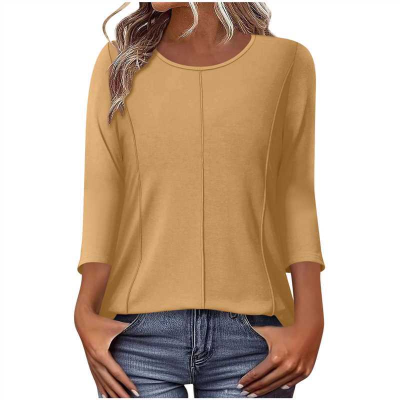 Damen nan lässiges Shirt mit dreiviertelärmeln und dekorativer Mittelnaht EB