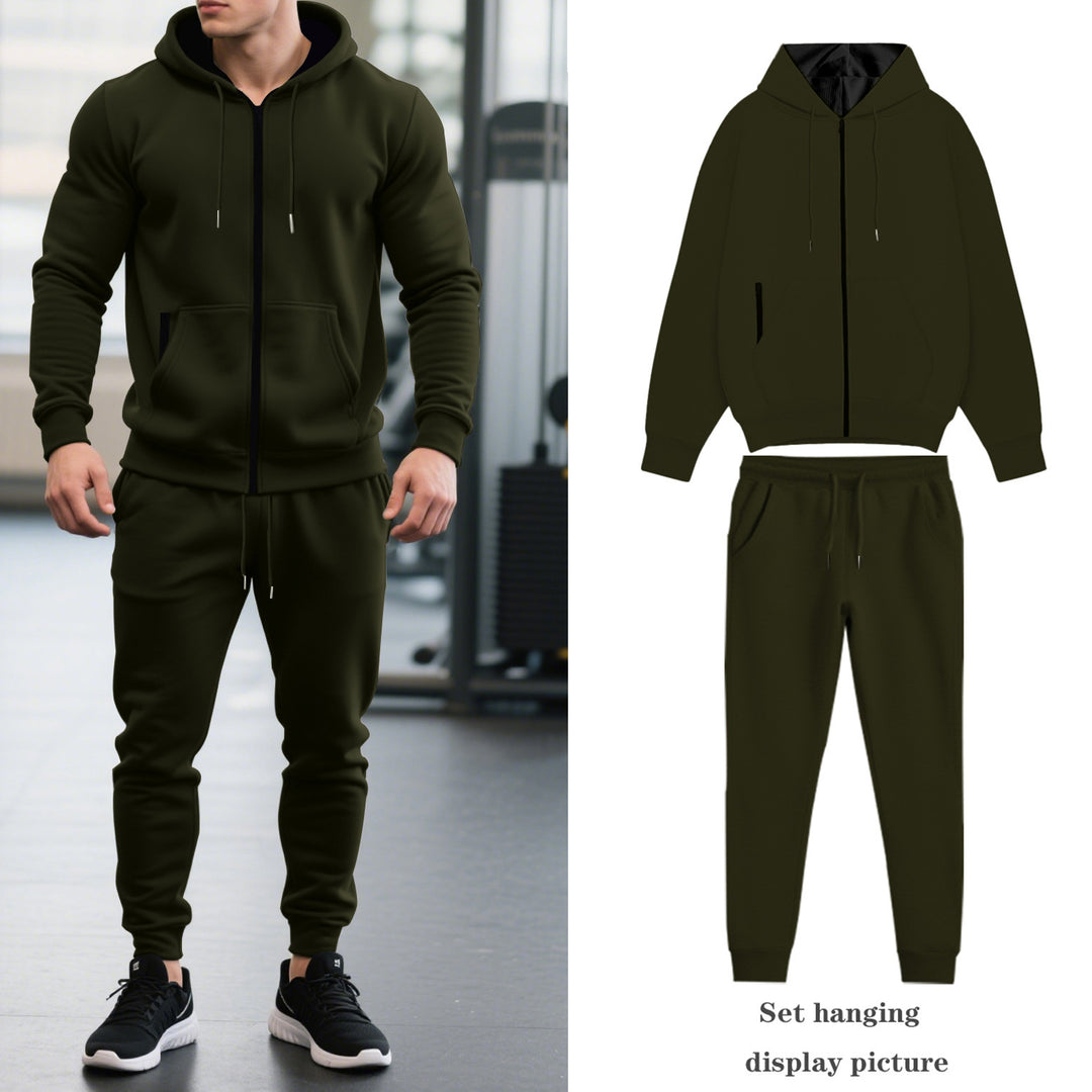 Herren nan zweiteiliges Performance Fleece Jogginganzug-Set mit Kapuzenjacke, verdecktem Reißverschluss und tapered Jogginghose EB