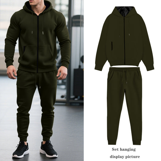 Herren nan zweiteiliges Performance Fleece Jogginganzug-Set mit Kapuzenjacke, verdecktem Reißverschluss und tapered Jogginghose EB