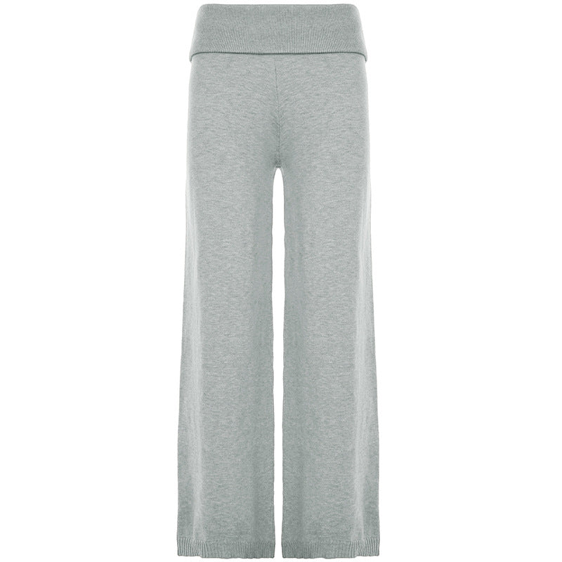 Damen nan kaschmirähnliches Strick-Lounge-Set mit Oversize-Pullover und weiten Palazzo-Hosen EB