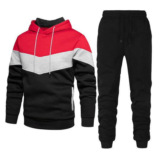 Herren nan athleisure-Set mit Chevron-Kapuze, fleecegefüttertem Pullover und schmal zulaufender Jogginghose EB