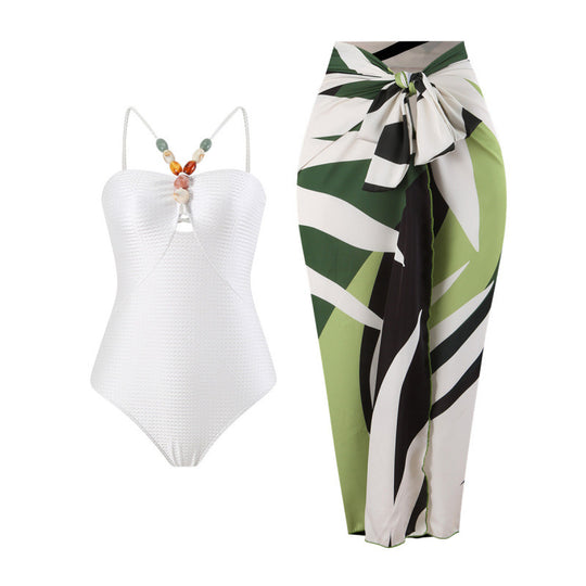 Damen Bandeau-Badeanzug mit asymmetrischem Rock EB