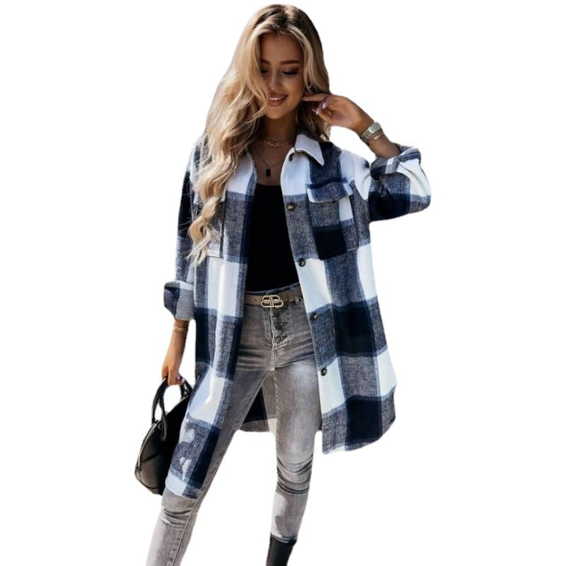 Damen Karierte Overshirt EB