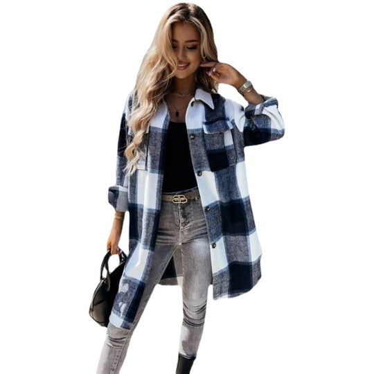 Damen Karierte Overshirt EB