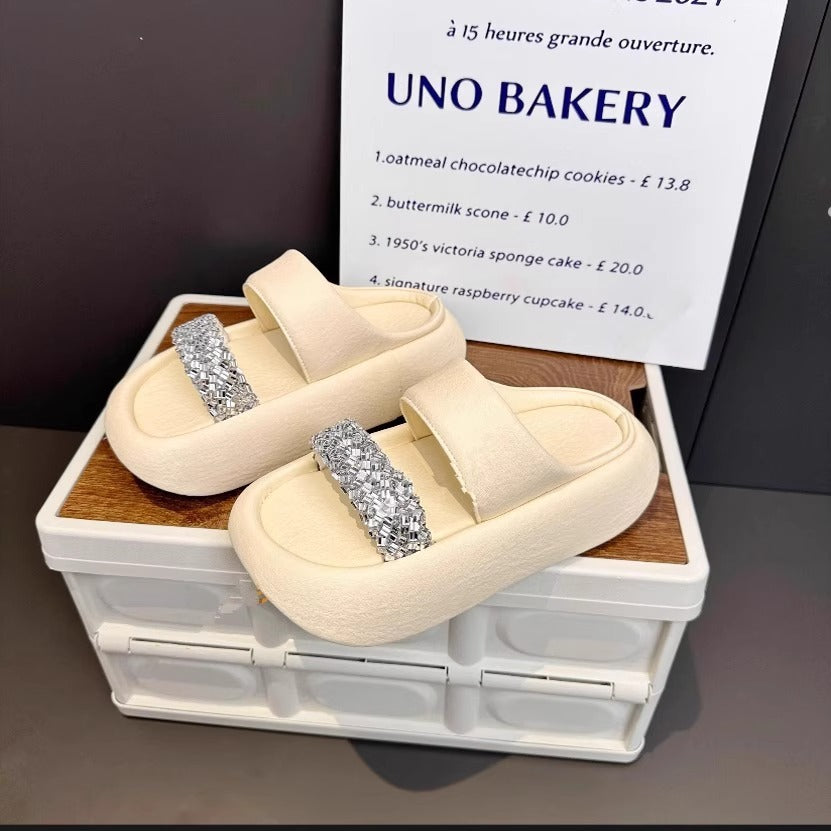 Damen modische Clogs mit eleganter Glitzerapplikation und bequemer Sohle EB
