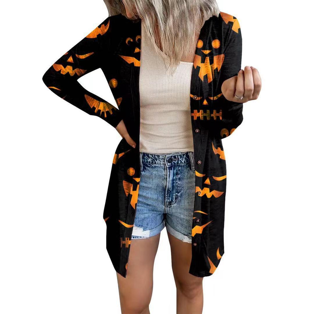 Damen Langärmlige Bluse mit Tiermuster und Knopfverschluss EB