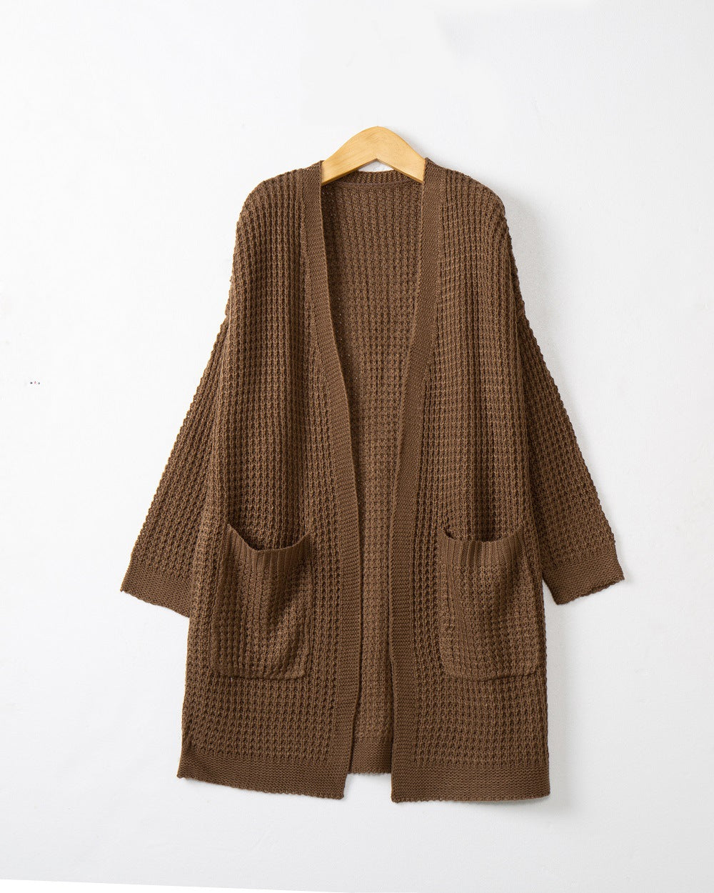 Damen lässiger Strickcardigan mit Taschen und offenem Schnitt EB