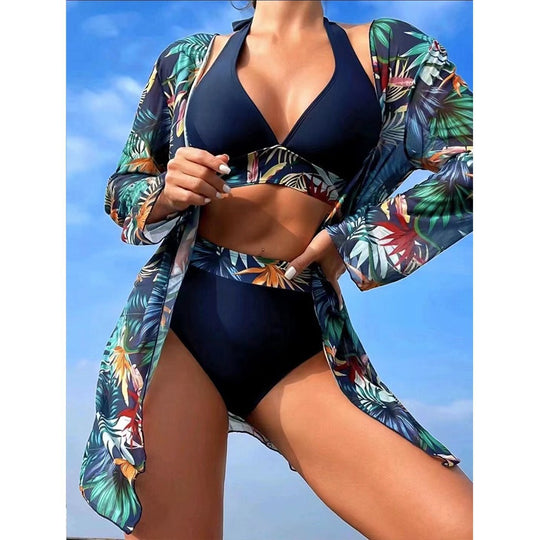 Damen Bikini-Set mit floralem Cover-Up EB