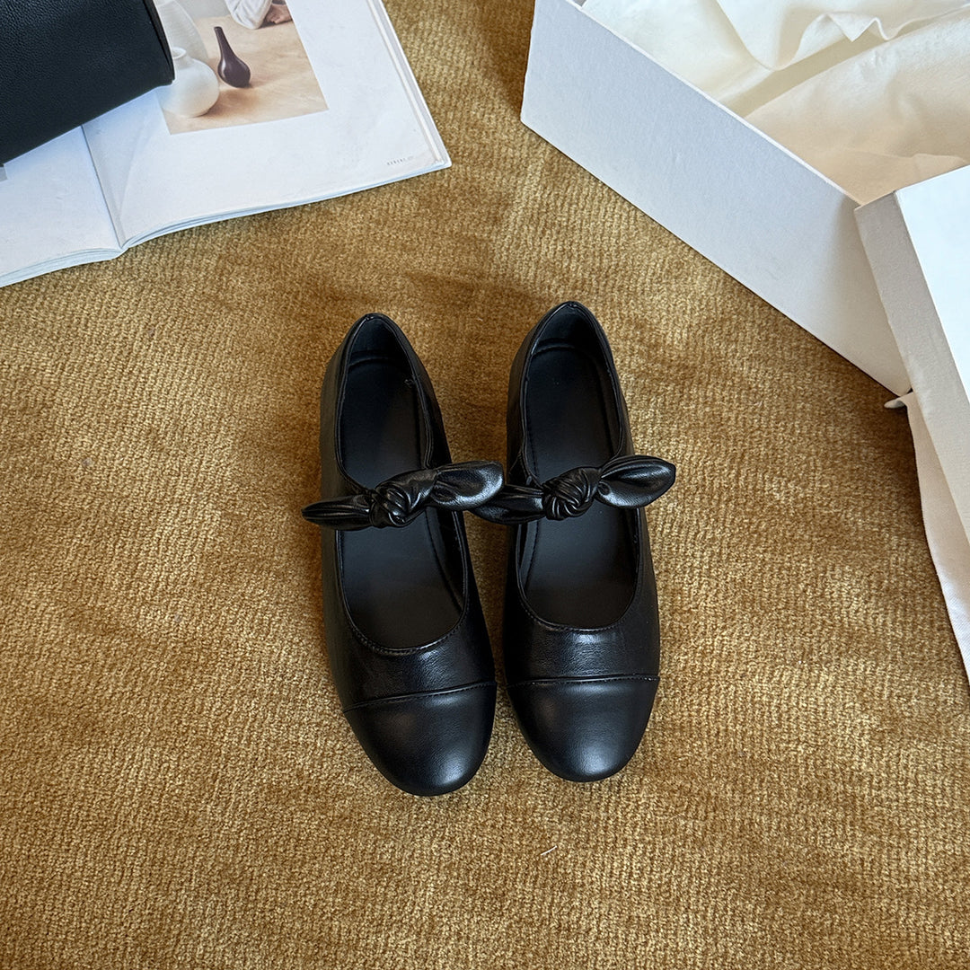 Damen Ballerinas mit elegantem Knoten-Detail und hochwertiger Premium-Leder-Oberfläche EB