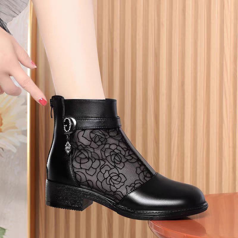 Damen Stiefeletten mit durchlässigem Netzdesign und elegantem Schmuckdetail EB