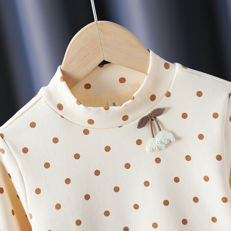 Mädchen Langarmshirt mit niedlichen Punkten und charmantem Applikationsdetail EB