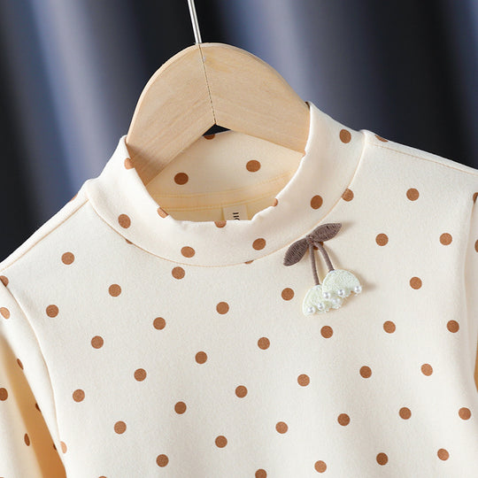 Mädchen Langarmshirt mit niedlichen Punkten und charmantem Applikationsdetail EB