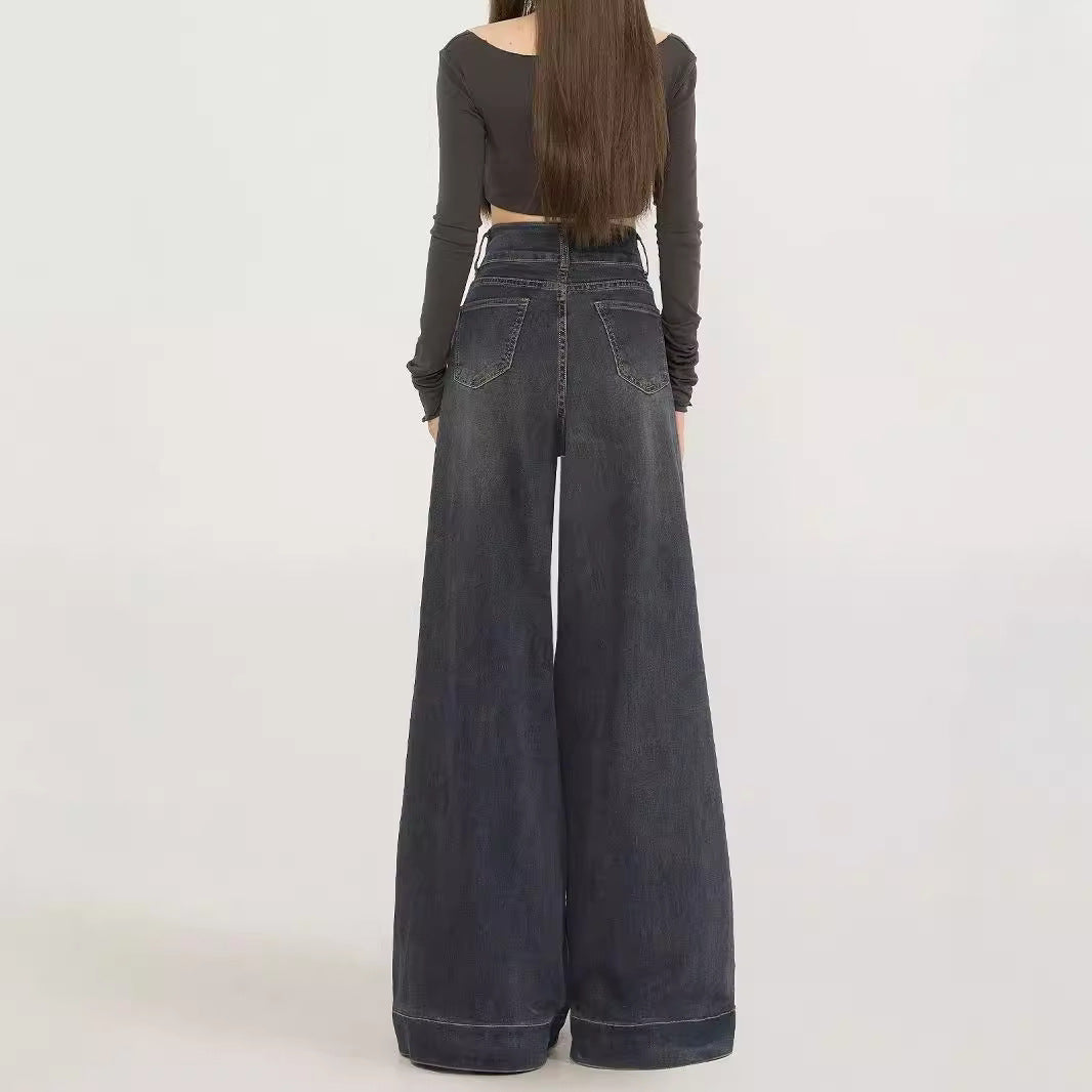 Damen Weite High-Waist Jeans mit lässigem Schnitt und hoher Flügelweite EB